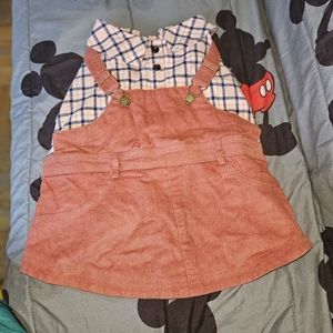 Top Paw Corduroy Overalls Plaid Shirt size Large